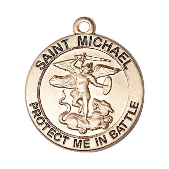 14KT GOLD ST MICHAEL MEDAL - 1" x 7/8"